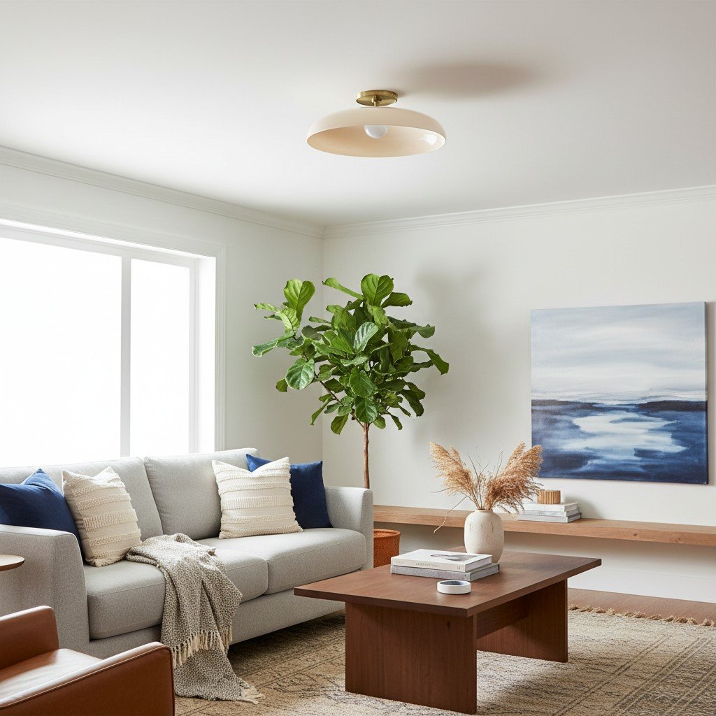 Vega Glass Flush Mount - Champagne-Tinted Globe Modern Glass Ceiling Light for Hallway