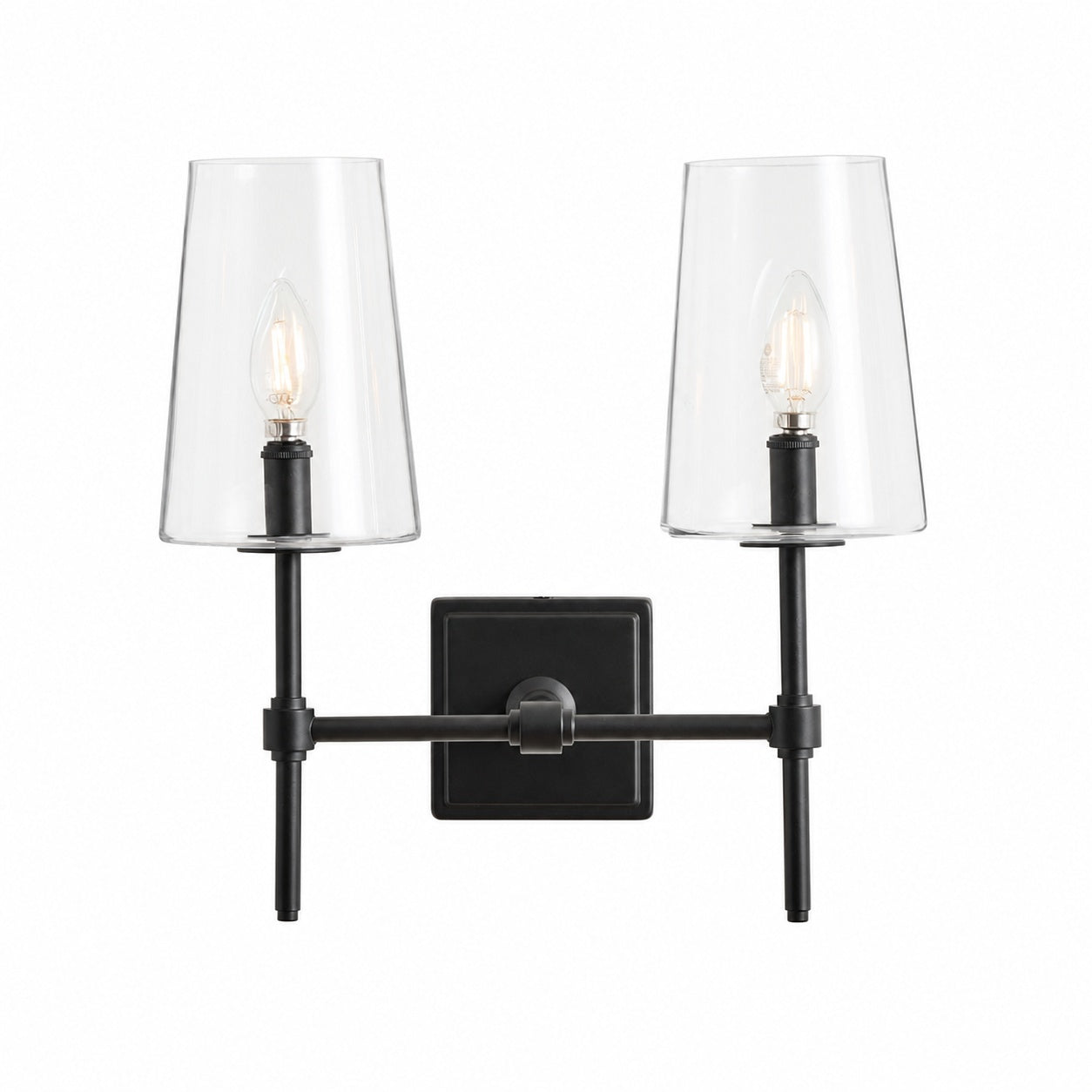 Derlina Multi-Head Candlestick Clear Glass Wall Lamp – Retro Metal Sconce