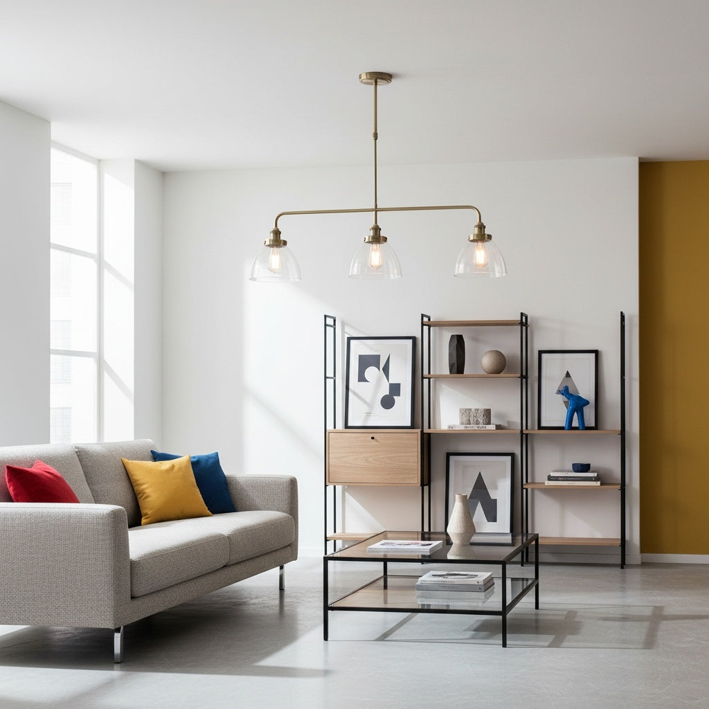 Novera Industrial 3 Light Linear Pendant Light - Modern Metal Style for Kitchen & Dining Room
