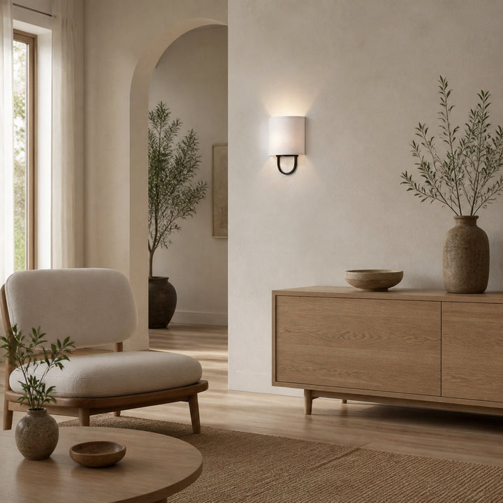 Nolvara Elegant Wall Light Featuring Soft Shade and Metal Arm