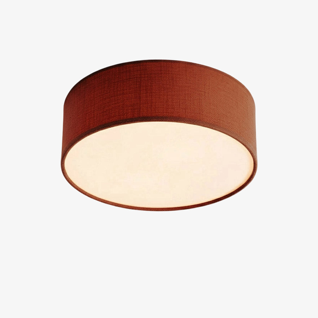 Dumora Linen Drum Ceiling Light - Flush Mount Iron Fixture with Fabric Shade