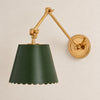 Foldray scalloped task sconce, green leather shade