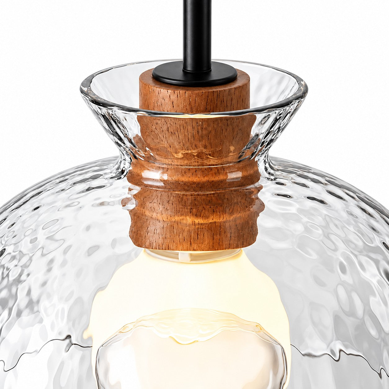 Gildon wood collar and hammered glass close-up