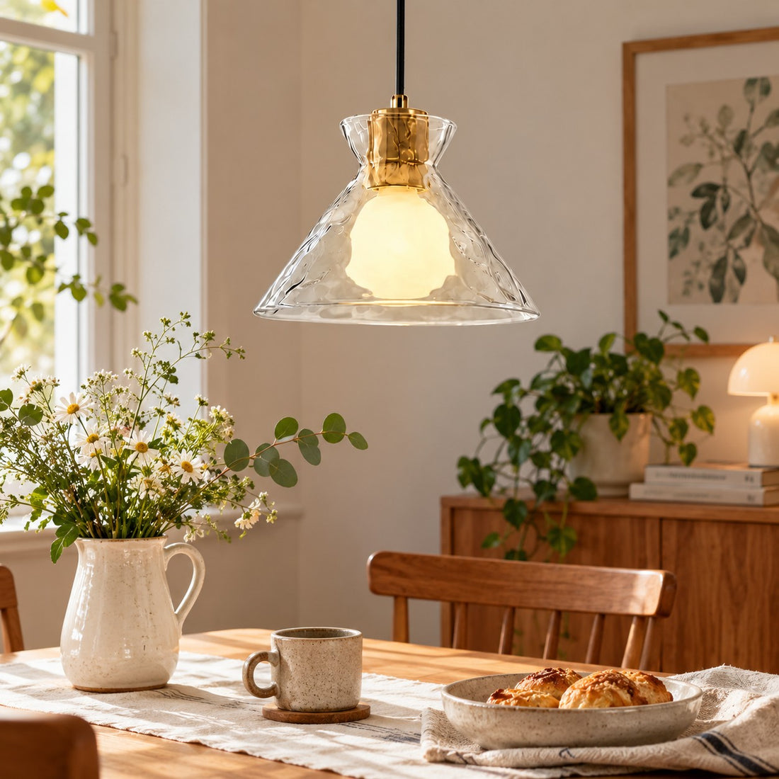 Gildon cone pendant styled over a dining table