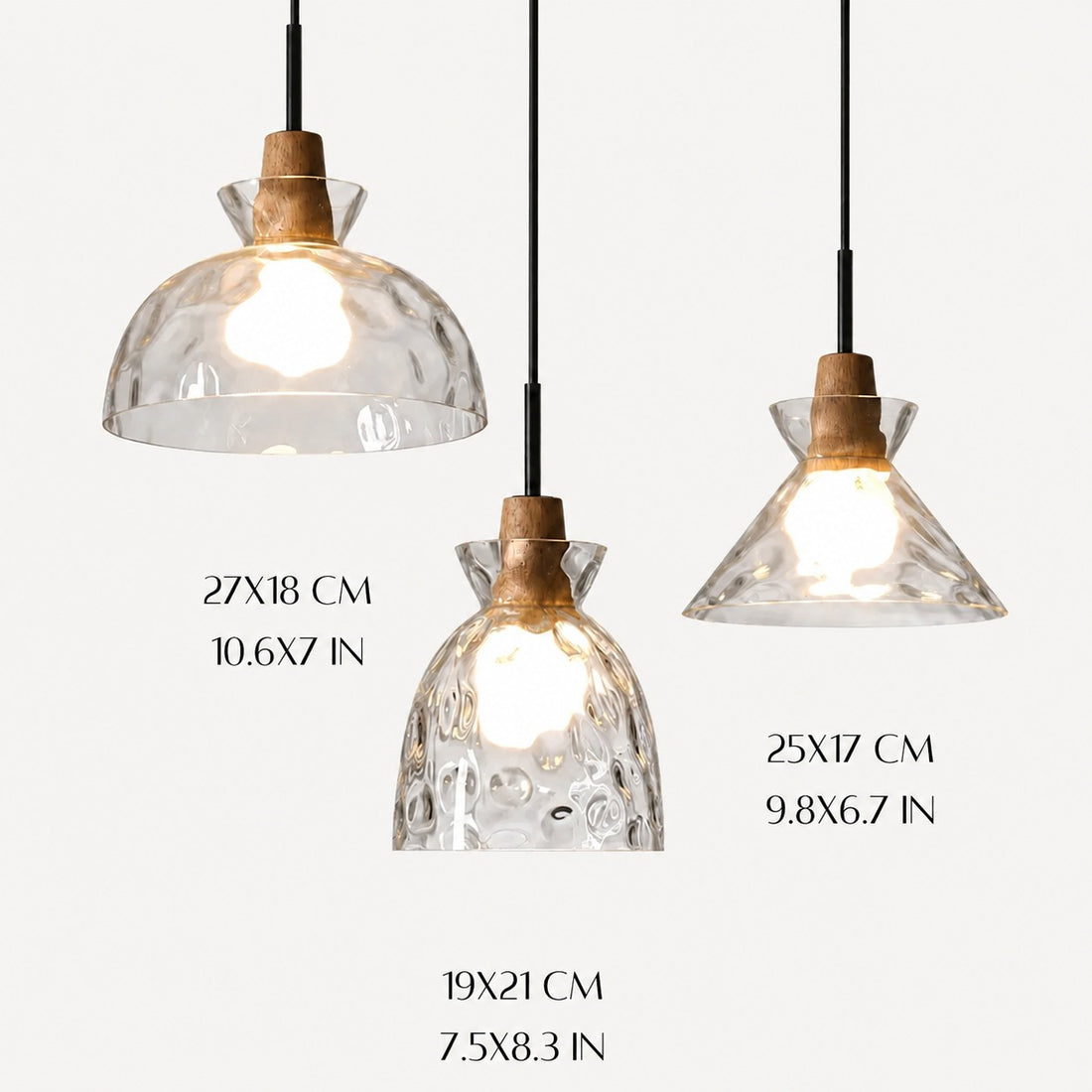 Gildon pendant dimensions for sizes A B and C