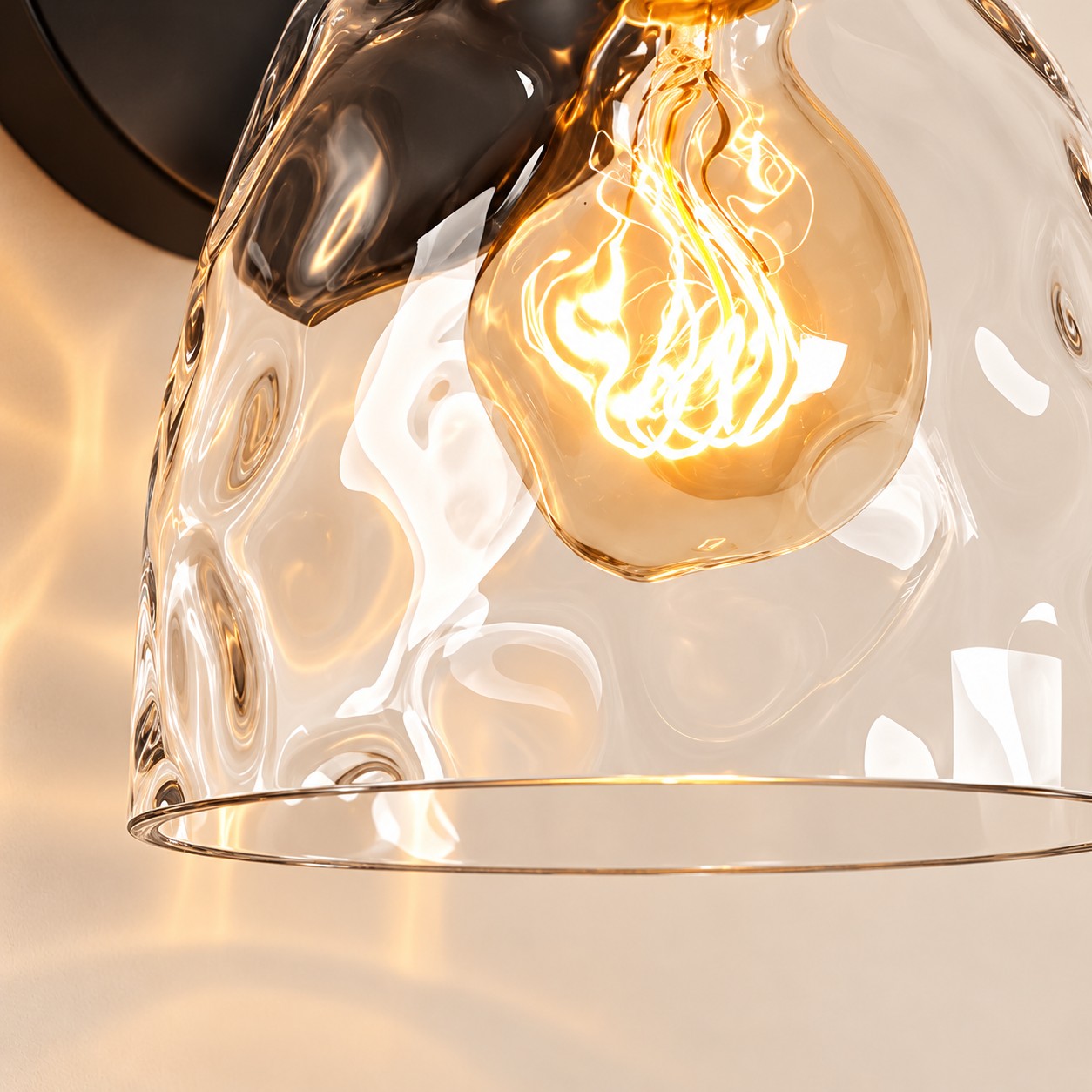 Gildon ripple glass wall sconce textured shade close-up