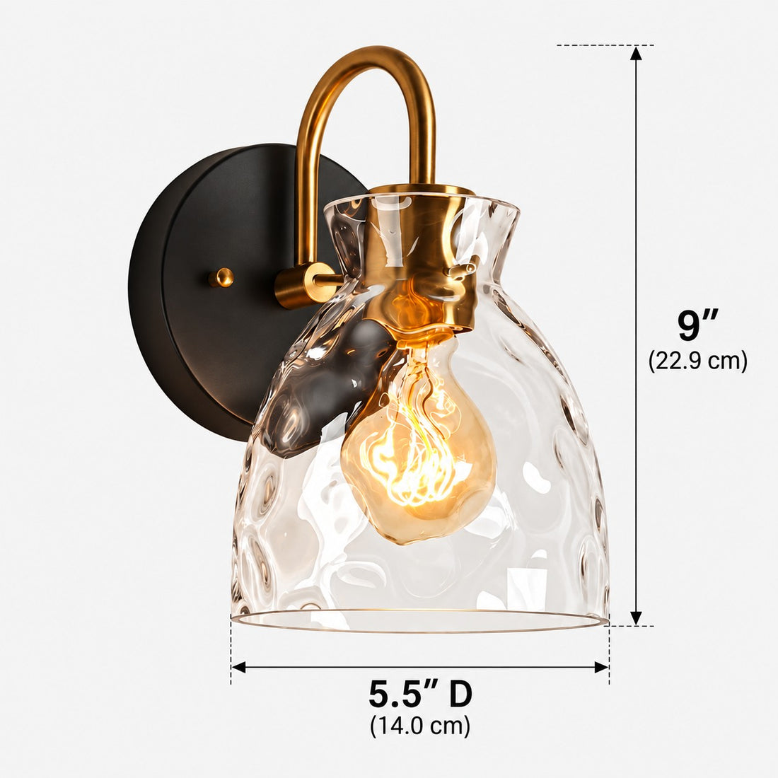 Gildon ripple glass wall sconce 1 Head dimensions