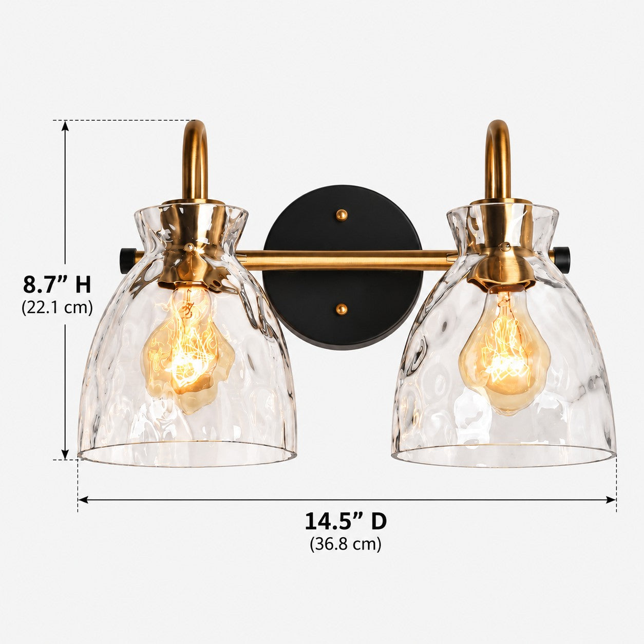 Gildon ripple glass wall sconce 2 Head dimensions