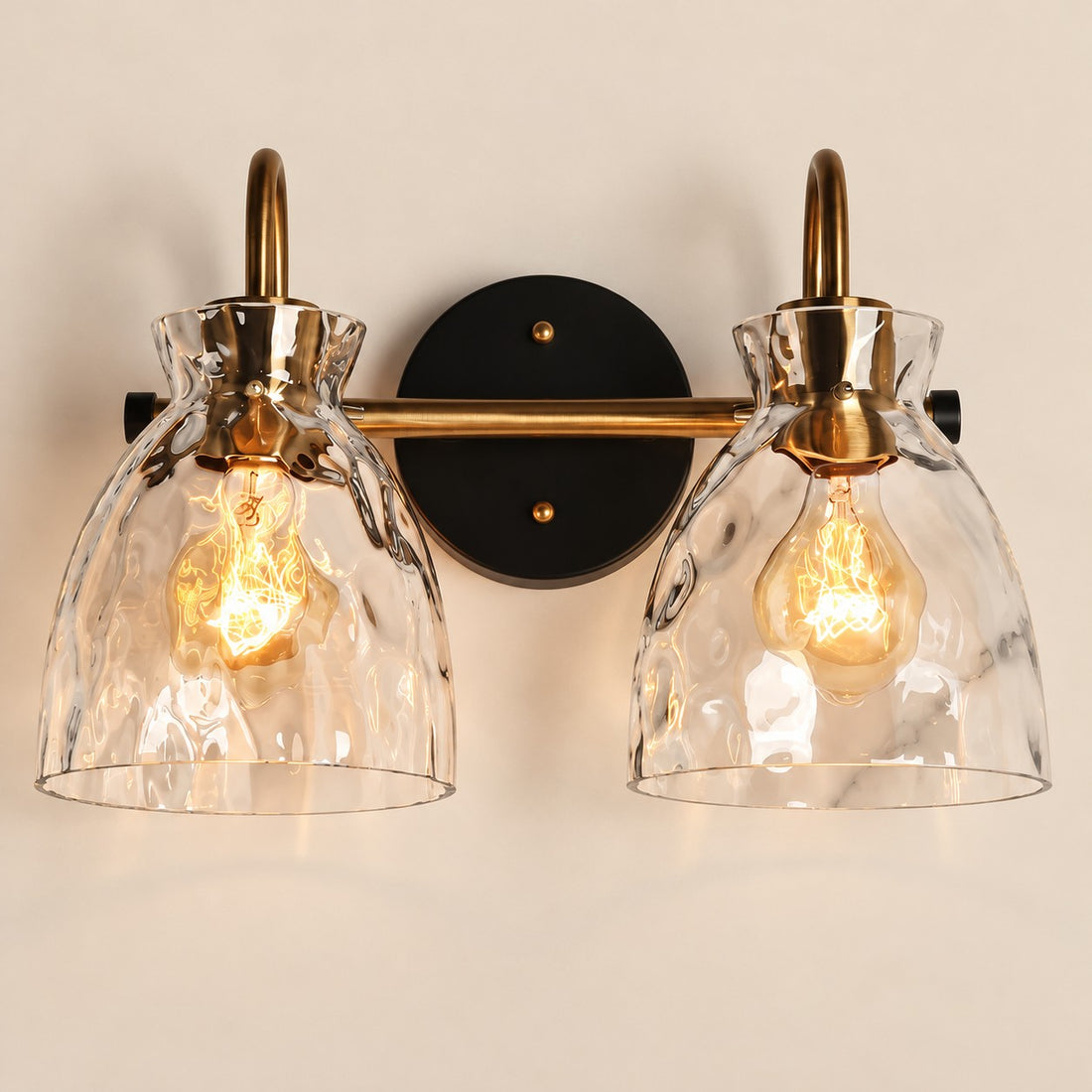 Gildon ripple glass wall sconce, 2 Head Brass