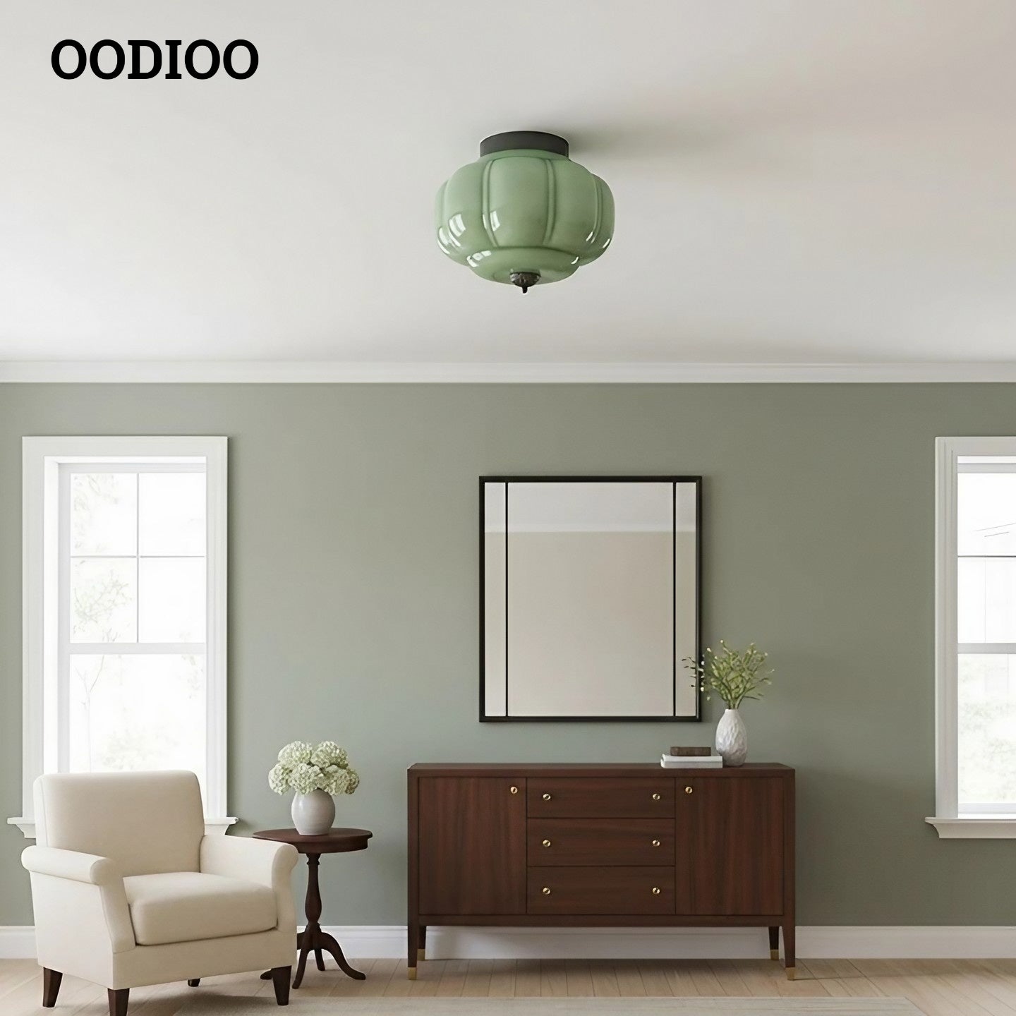 Eloise Retro Milk Glass Semi Flush Mount Ceiling Light