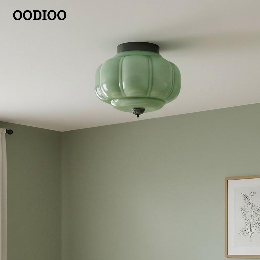 Eloise Retro Milk Glass Semi Flush Mount Ceiling Light