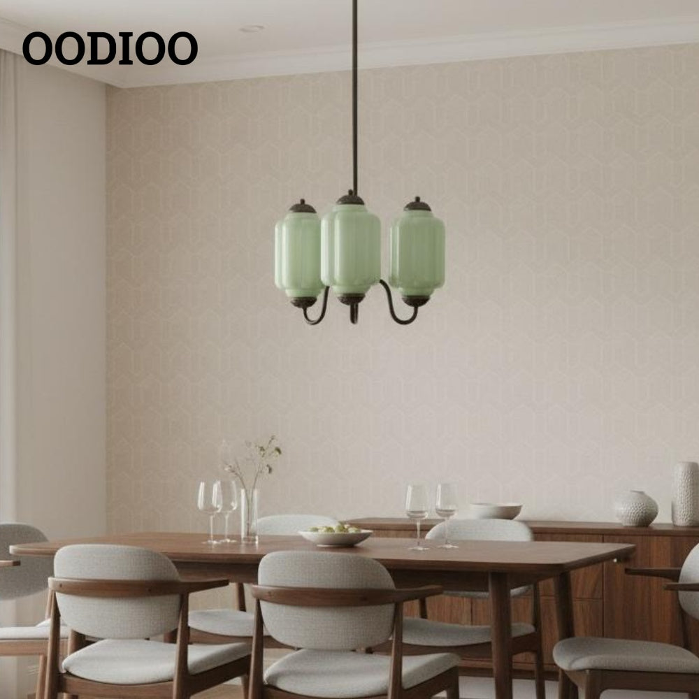 Three-Light Eloise Vintage Chandelier With Milk Glass Shades