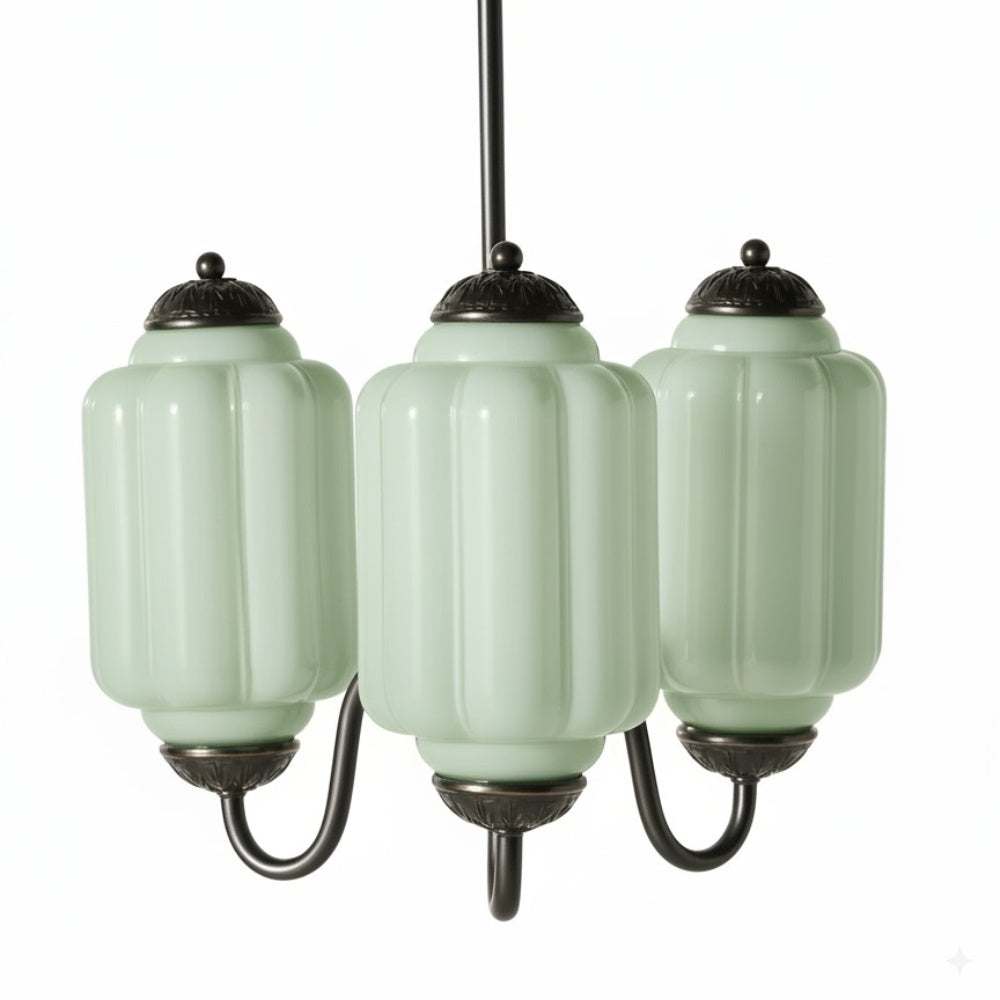 Three-Light Eloise Vintage Chandelier With Milk Glass Shades
