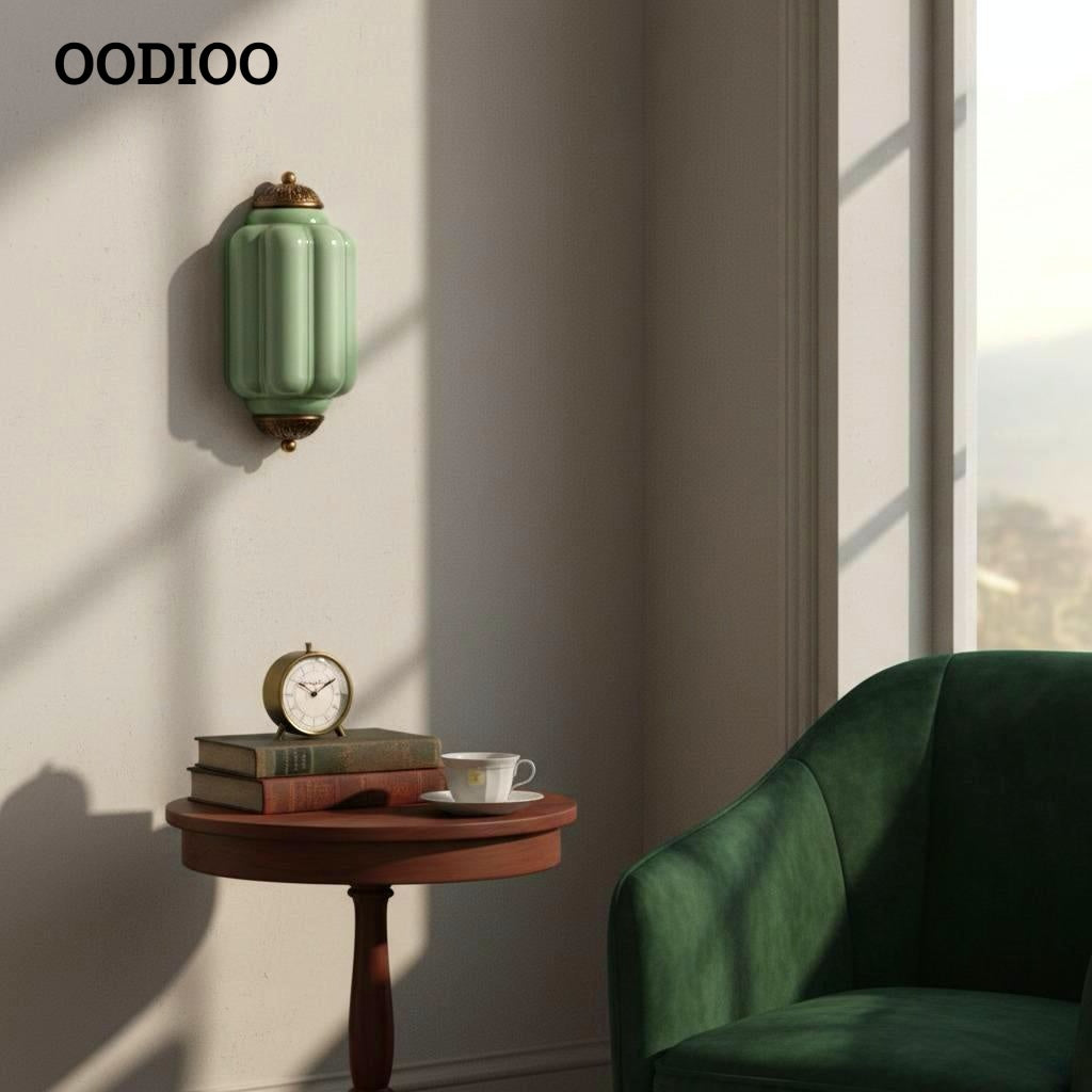 Vintage Eloise Glass Wall Sconce – Antique Brass Flush Bedside Light