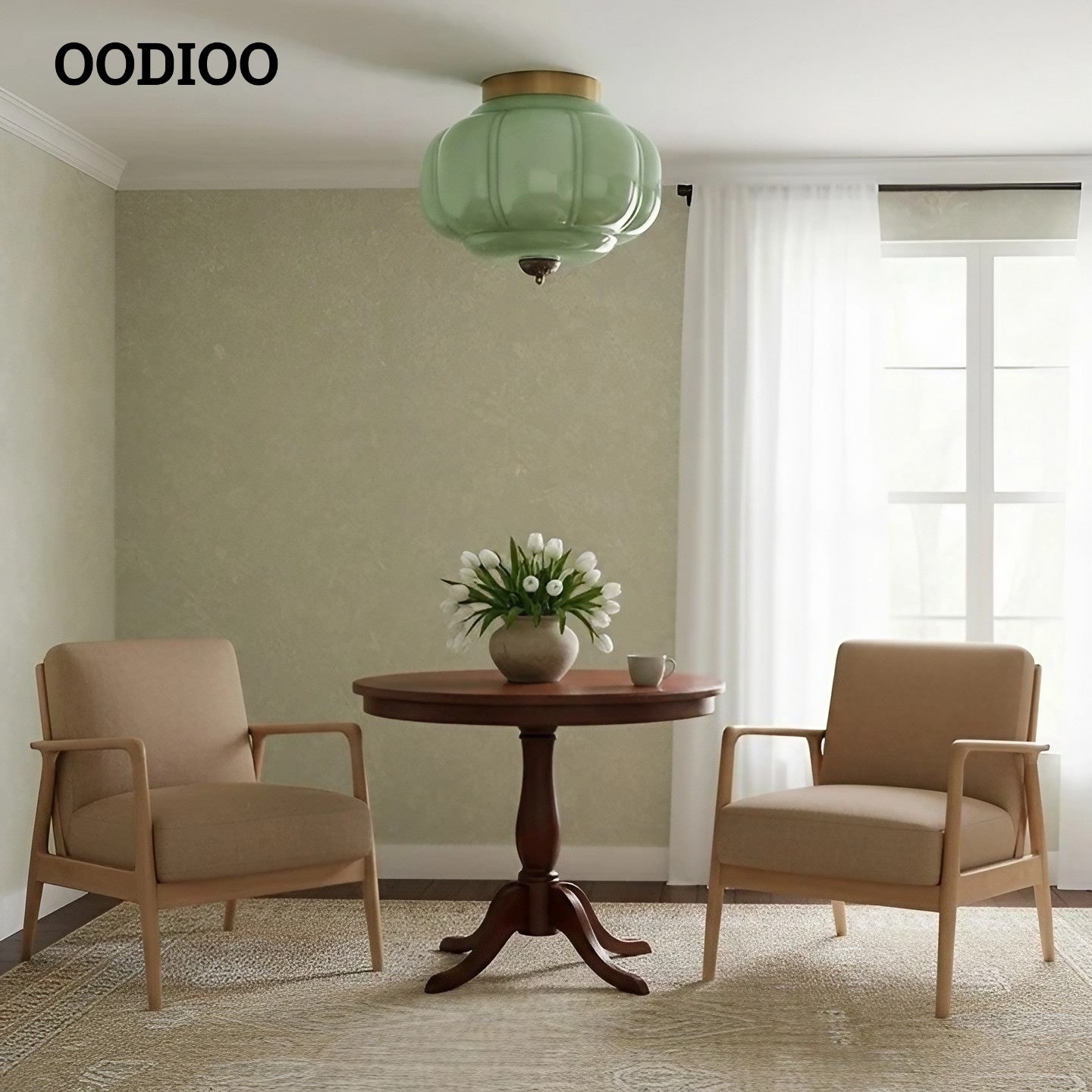 Eloise Retro Milk Glass Semi Flush Mount Ceiling Light