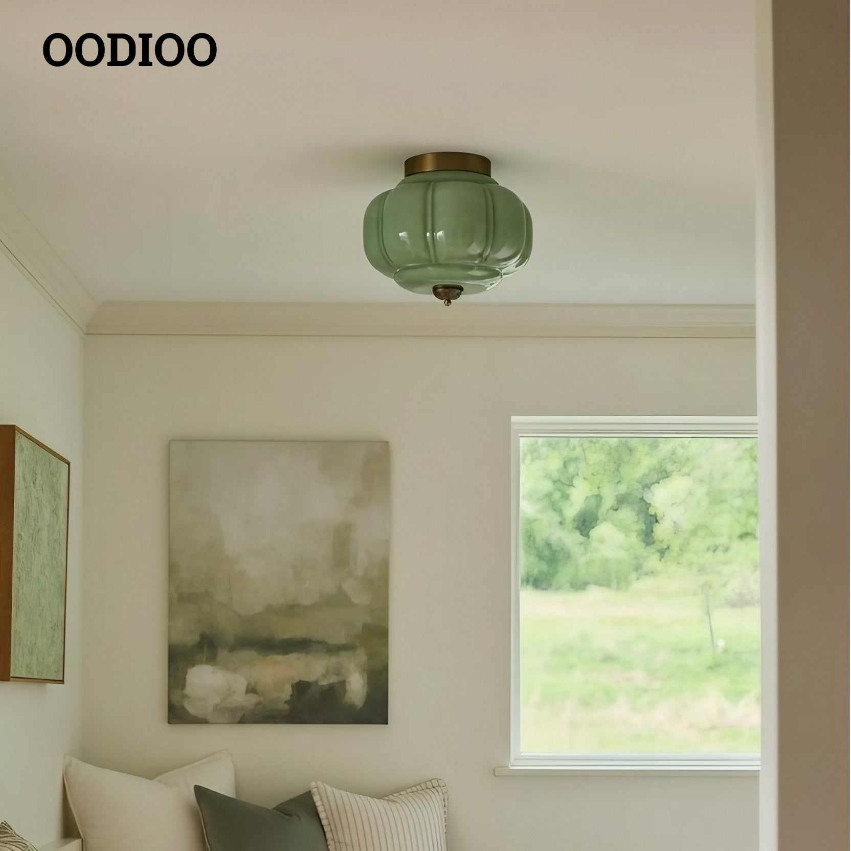 Eloise Retro Milk Glass Semi Flush Mount Ceiling Light