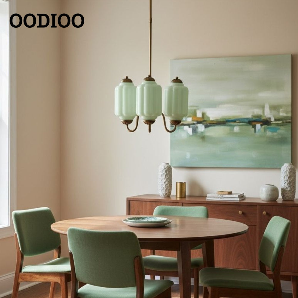 Three-Light Eloise Vintage Chandelier With Milk Glass Shades