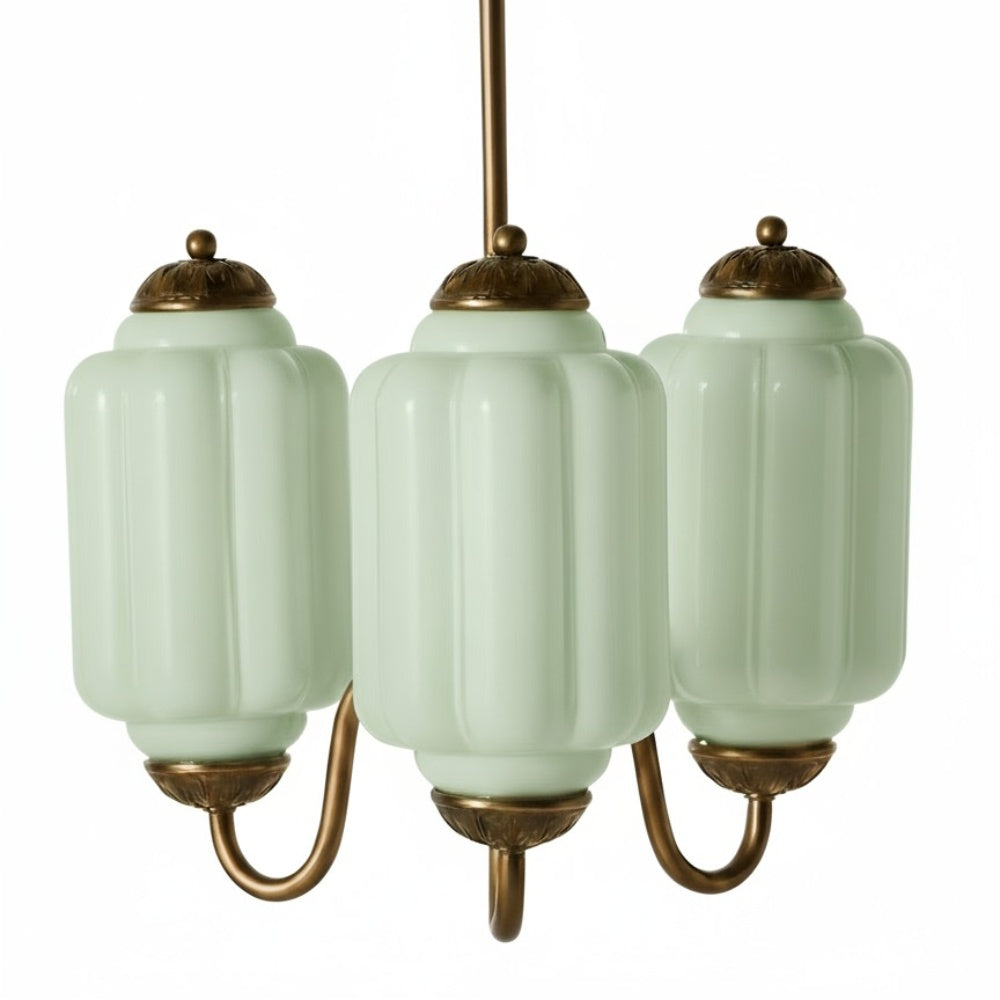 Three-Light Eloise Vintage Chandelier With Milk Glass Shades