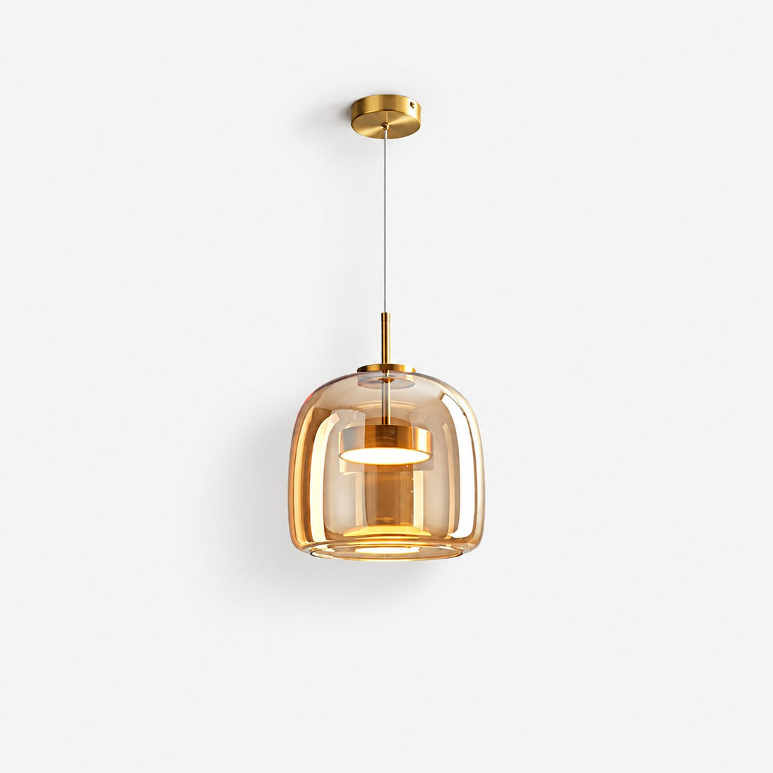 Iridora glass pendant, 10.6 inch, gold and amber