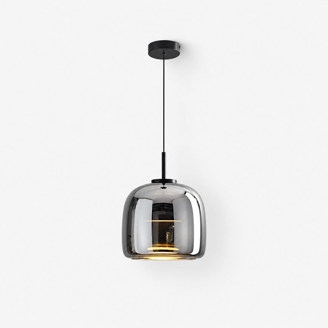 Iridora glass pendant, 10.6 inch, black and smoke grey