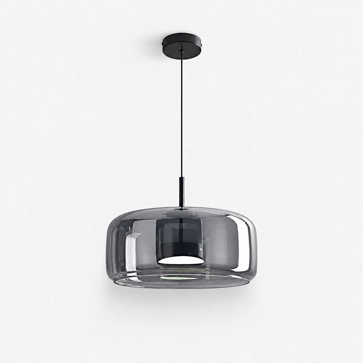 Iridora glass pendant, 18.1 inch, black and smoke grey