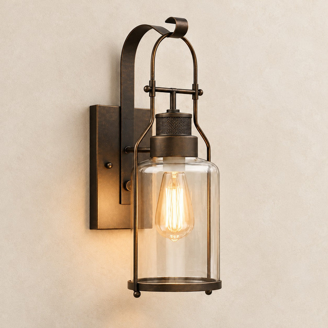 Ivoran industrial cylinder wall sconce, black