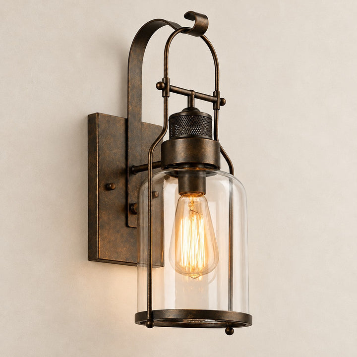 Ivoran industrial cylinder wall sconce, full view