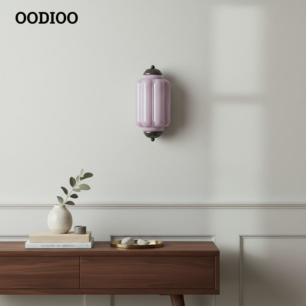 Vintage Eloise Glass Wall Sconce – Antique Brass Flush Bedside Light