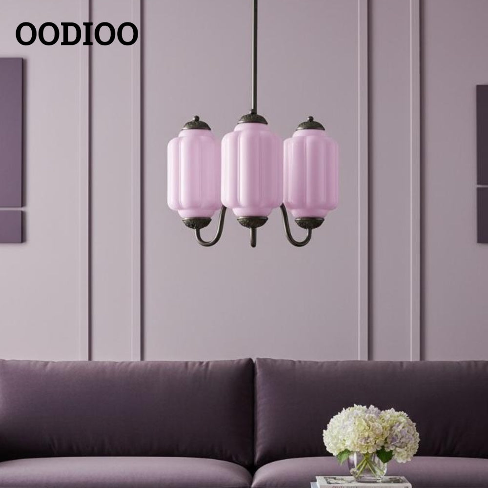 Three-Light Eloise Vintage Chandelier With Milk Glass Shades