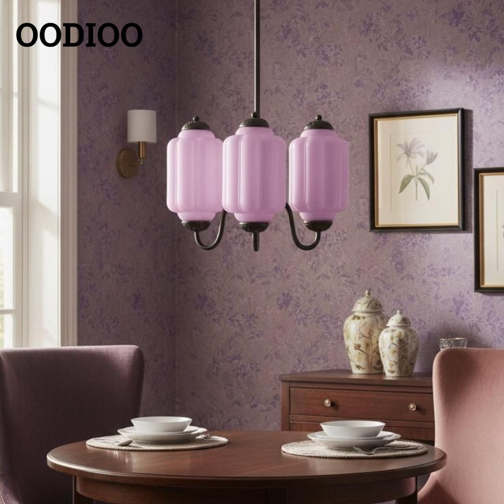 Three-Light Eloise Vintage Chandelier With Milk Glass Shades