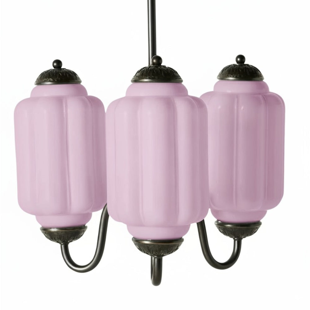 Three-Light Eloise Vintage Chandelier With Milk Glass Shades
