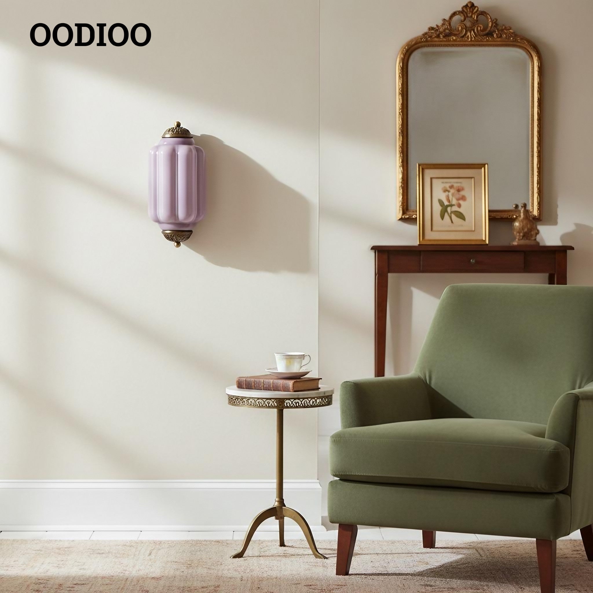 Vintage Eloise Glass Wall Sconce – Antique Brass Flush Bedside Light