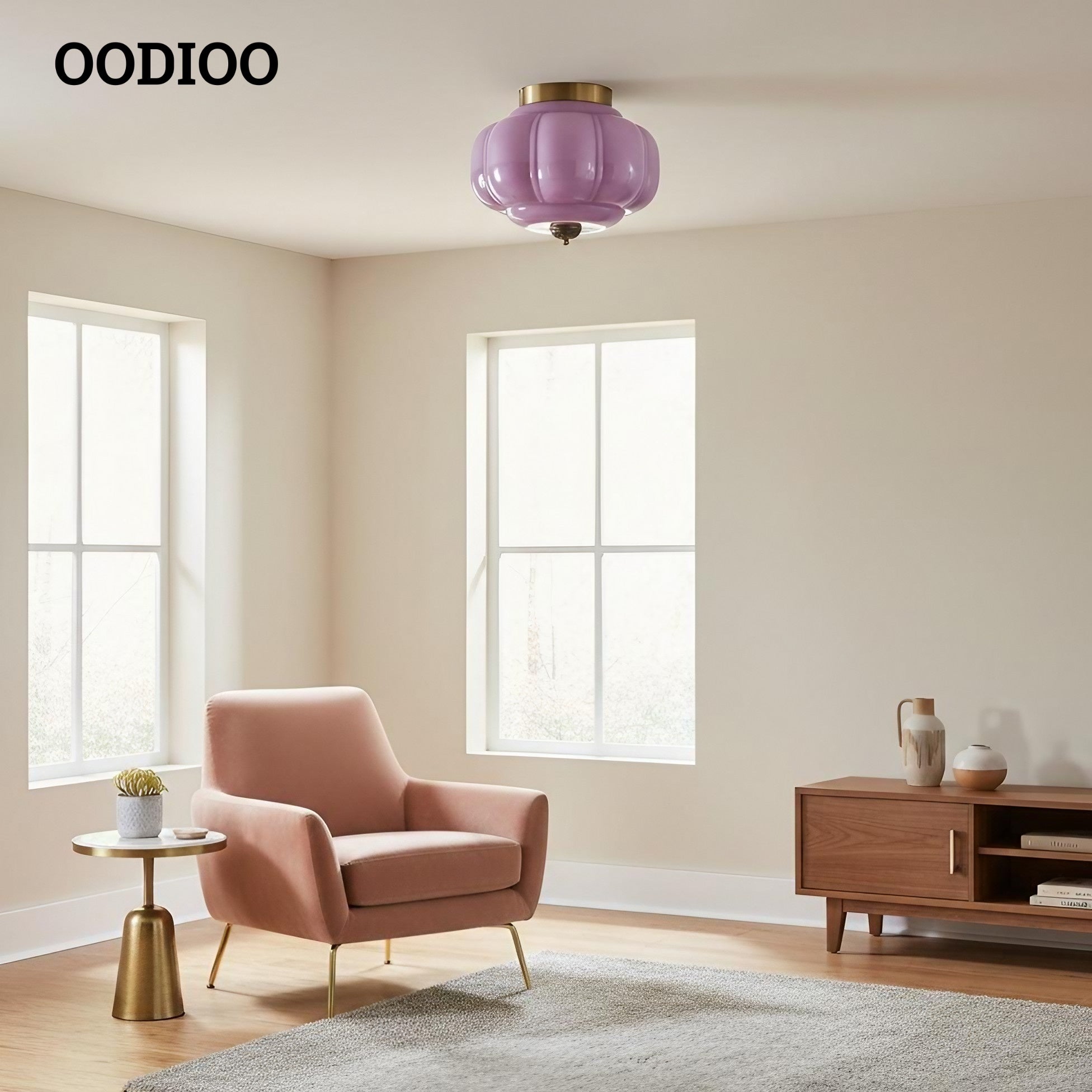 Eloise Retro Milk Glass Semi Flush Mount Ceiling Light