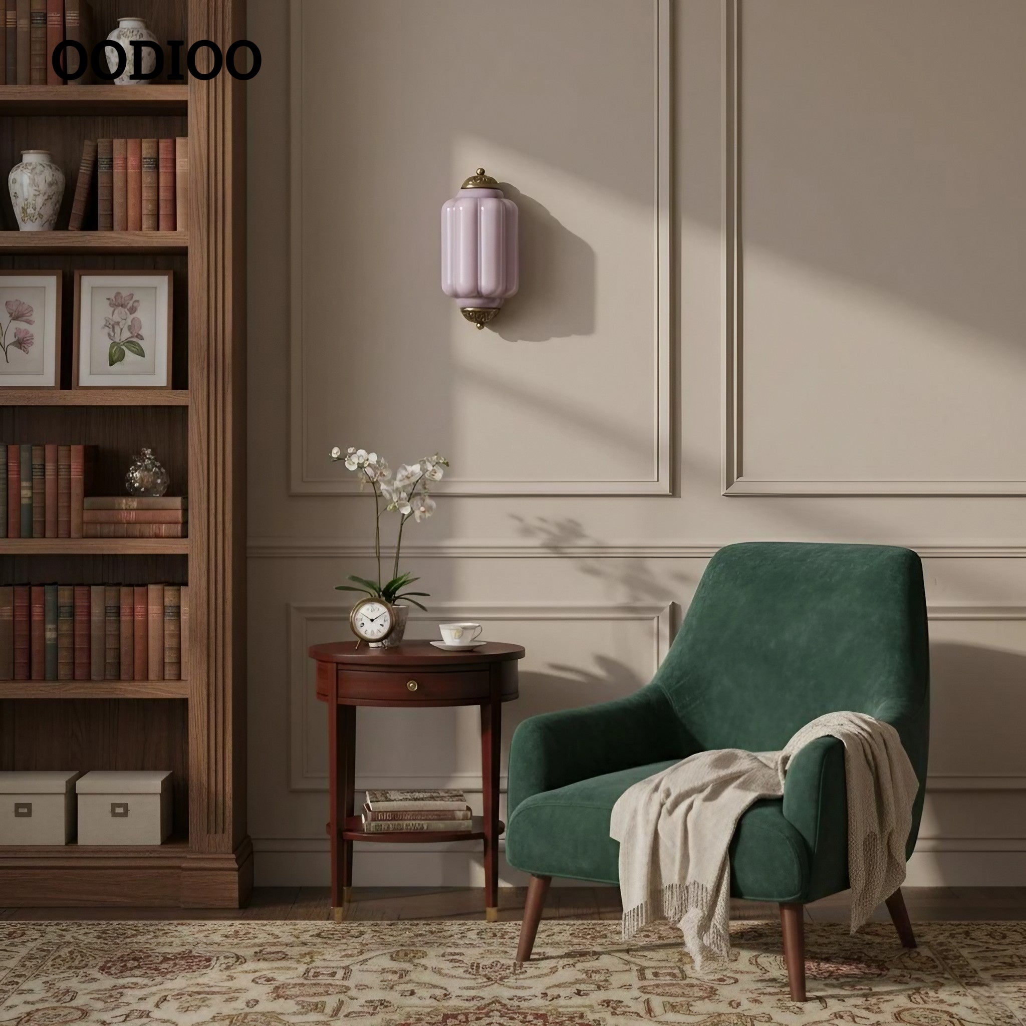 Vintage Eloise Glass Wall Sconce – Antique Brass Flush Bedside Light