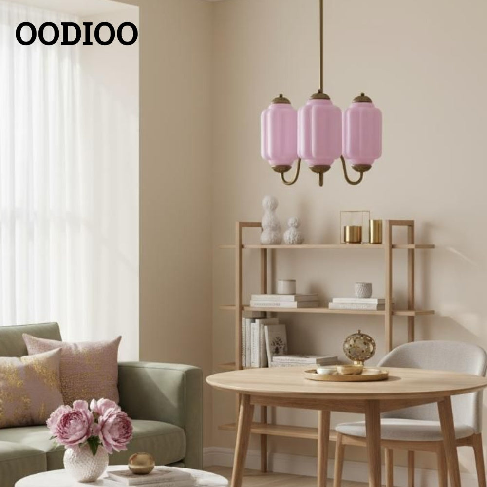 Three-Light Eloise Vintage Chandelier With Milk Glass Shades