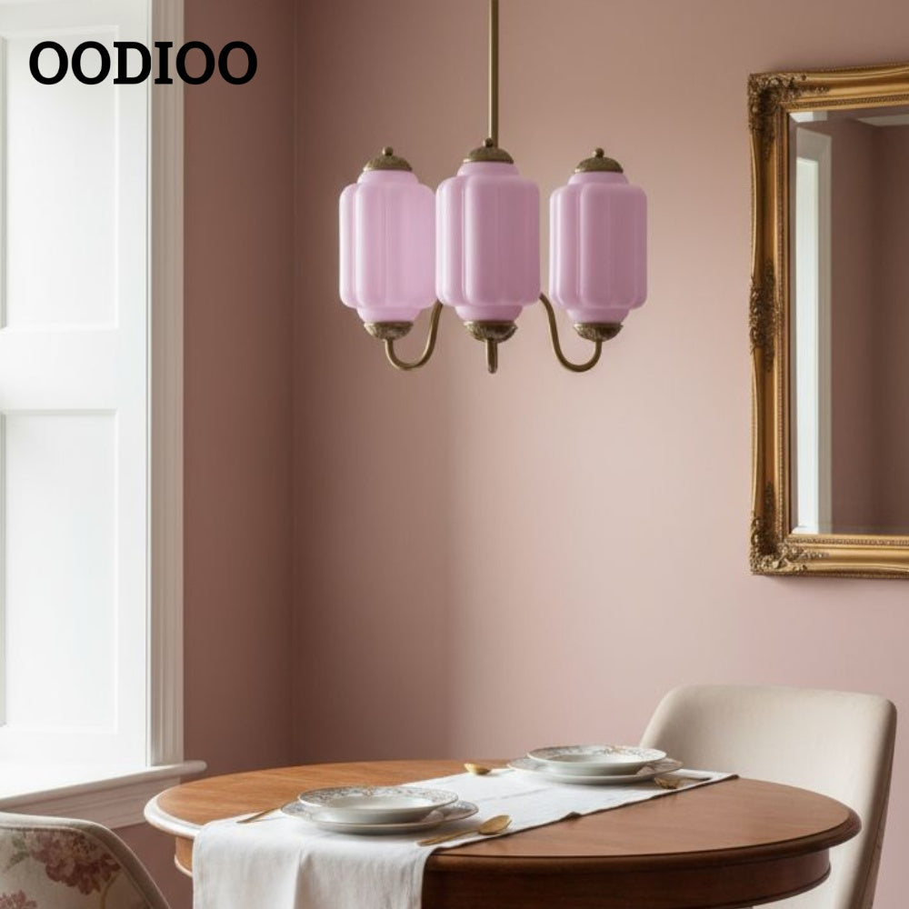 Three-Light Eloise Vintage Chandelier With Milk Glass Shades