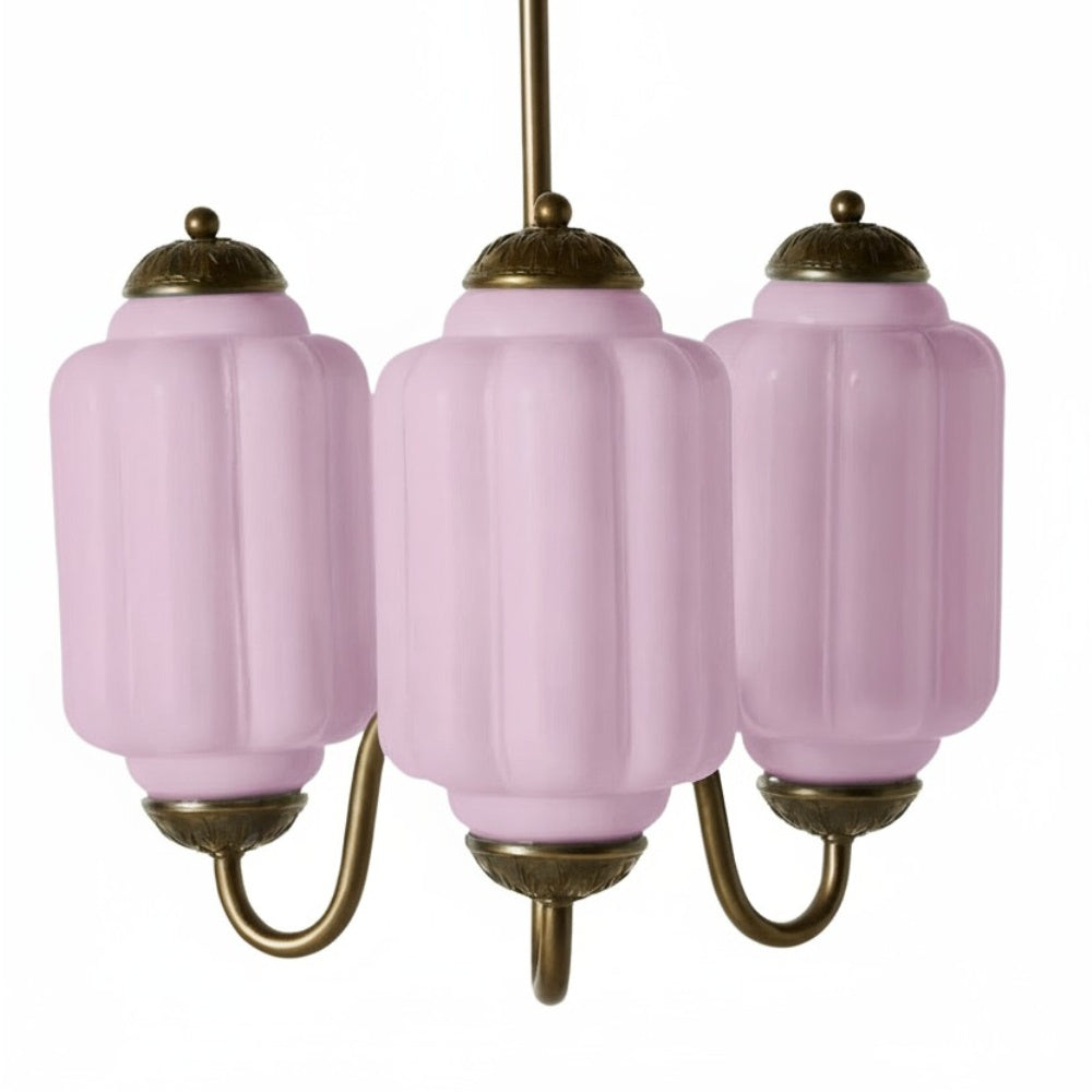 Three-Light Eloise Vintage Chandelier With Milk Glass Shades