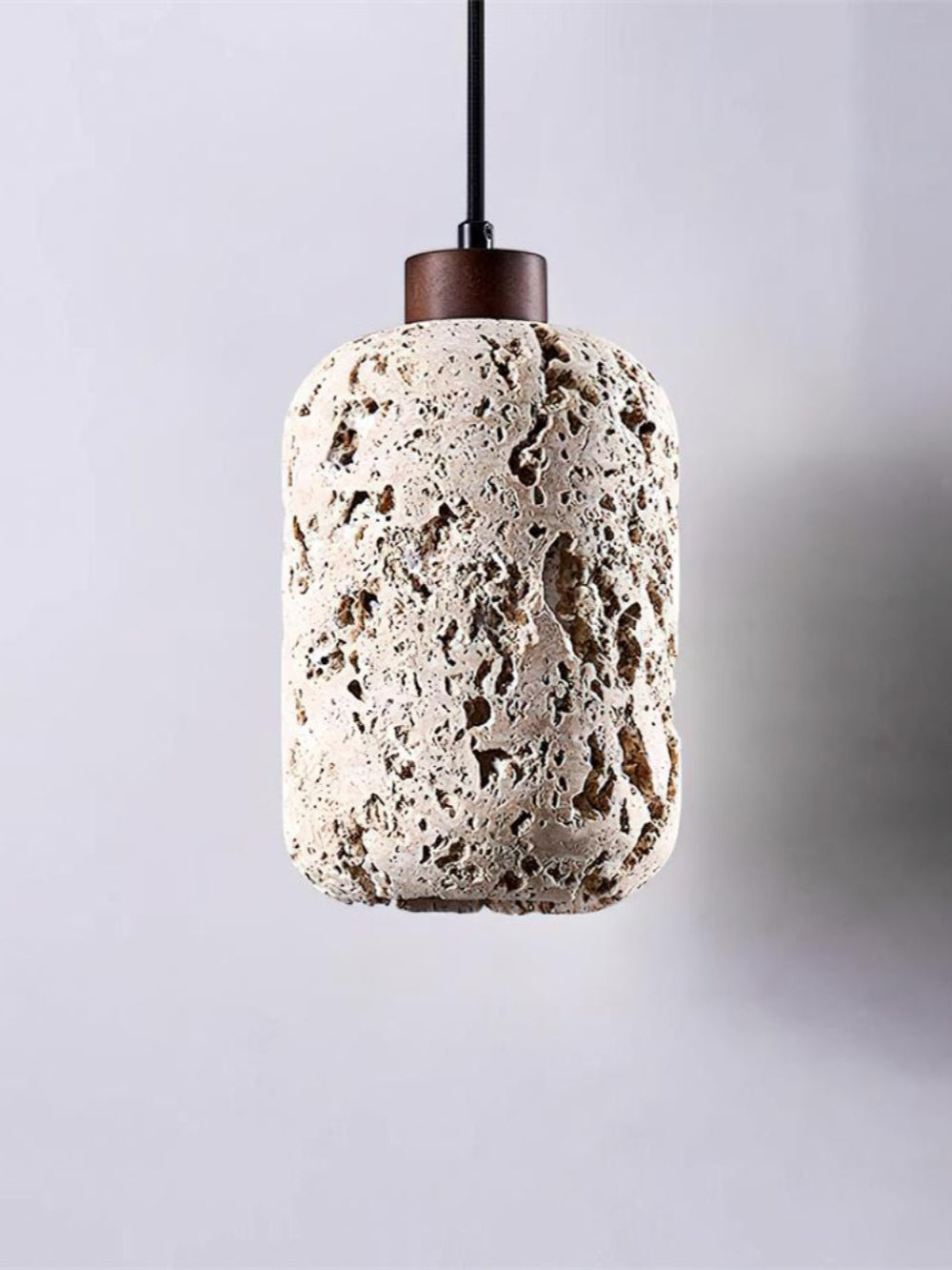 Barrel-shaped Travertine Cutout Pendant Lamp