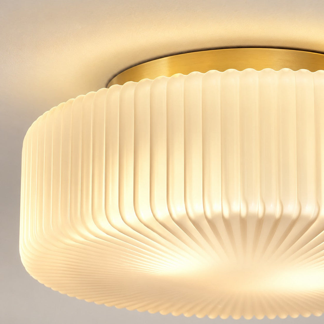 Angled close-up showing the shade edge and radiating ribs