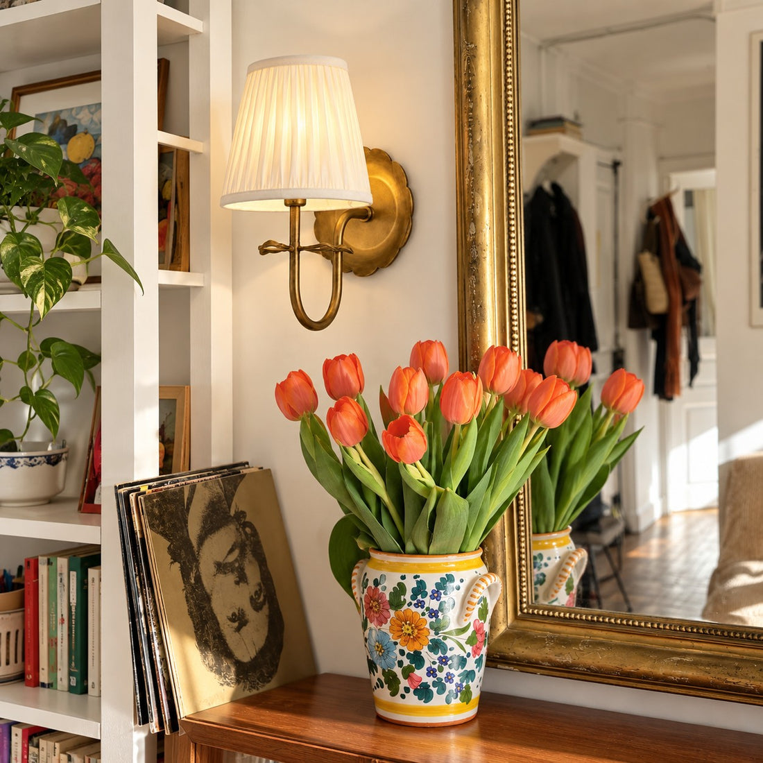 Luvora wall sconce styled in an entry hallway