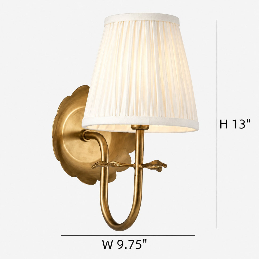 Luvora wall sconce dimensions, 9.75 inches wide by 13 inches high