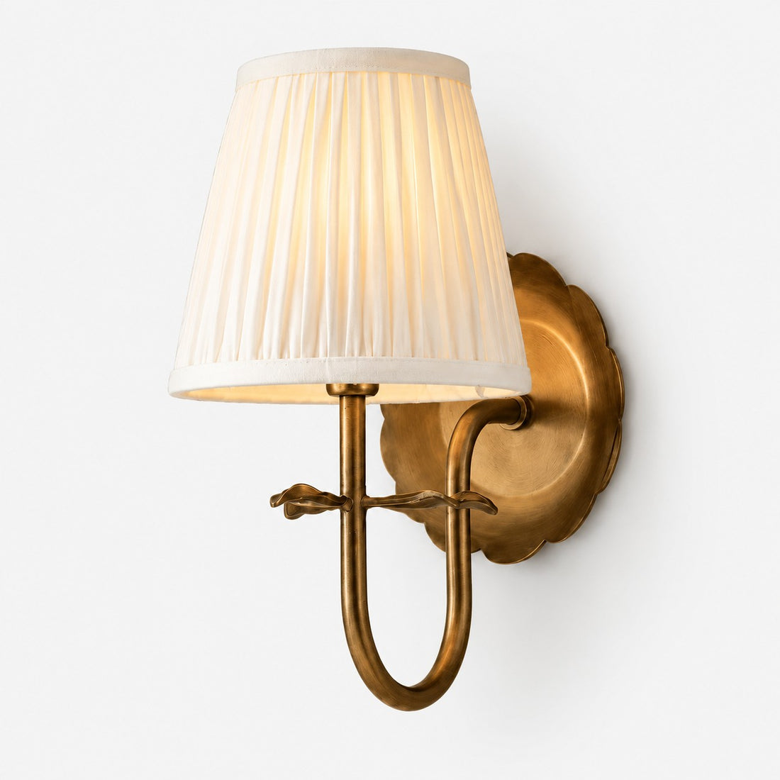 Luvora vintage pleated fabric wall sconce, lit