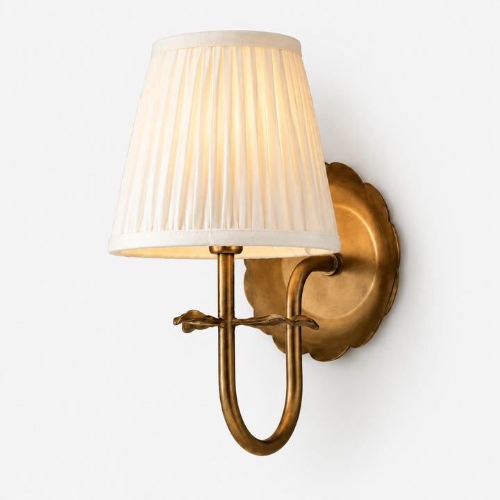 Luvora vintage pleated fabric wall sconce, lit