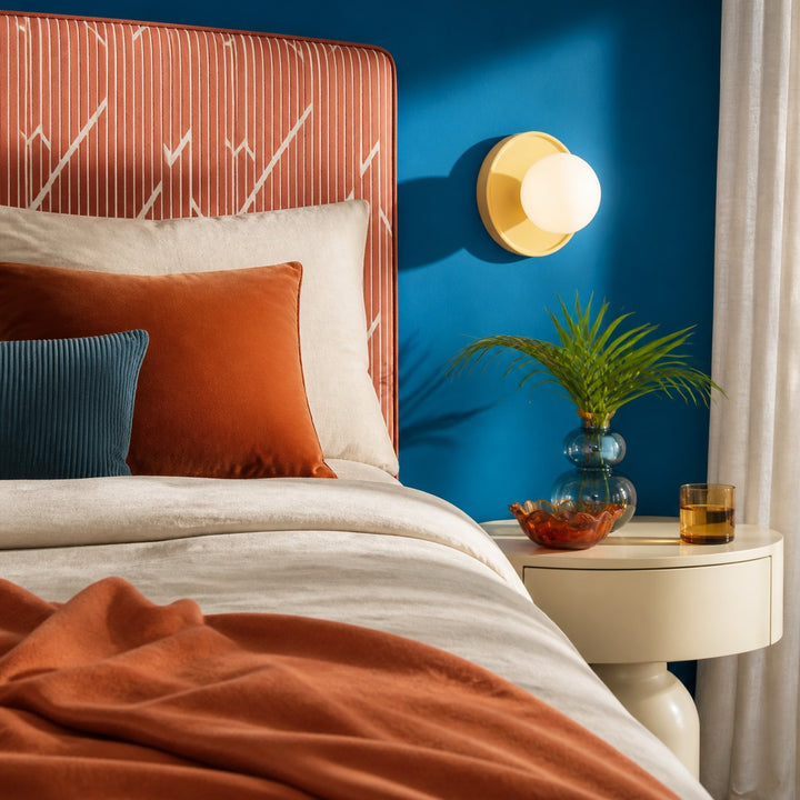 Ceramic Globe Wall Sconce – Opal Glass Bedside Light