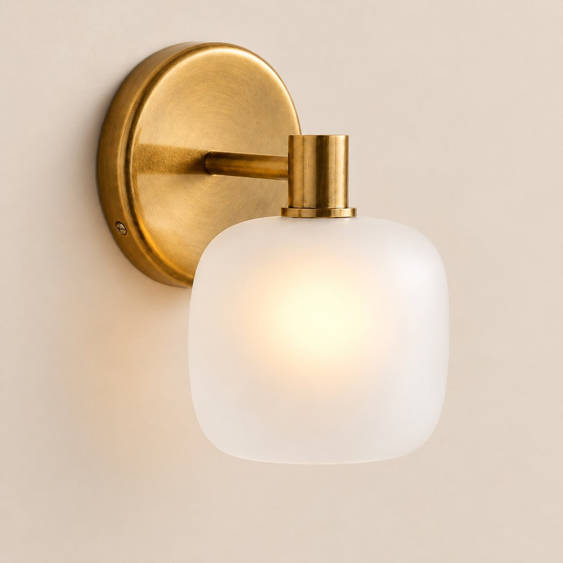 Opelina frosted glass wall sconce in brass