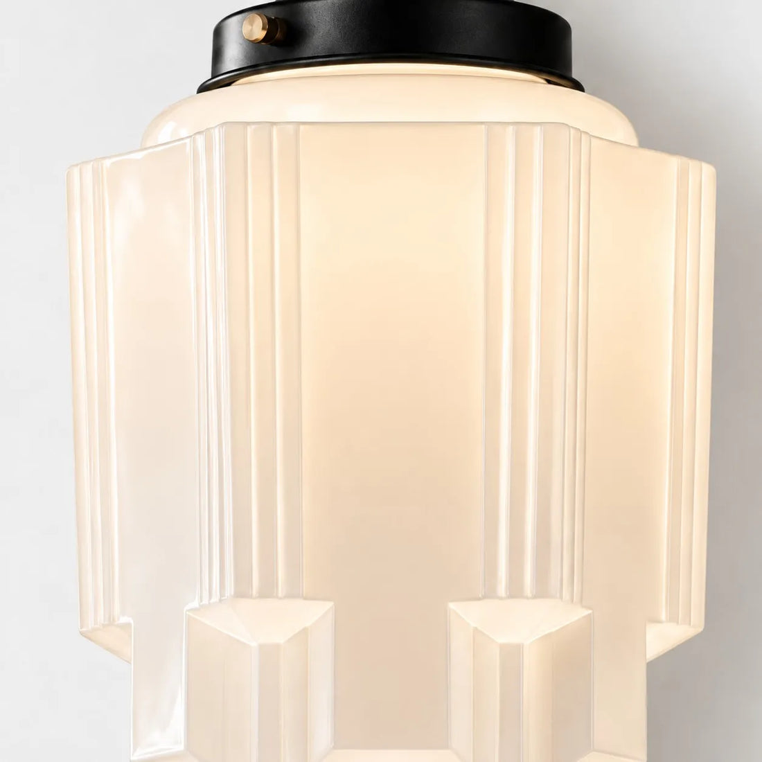 Opelina milk glass pendant, Model E shade close-up