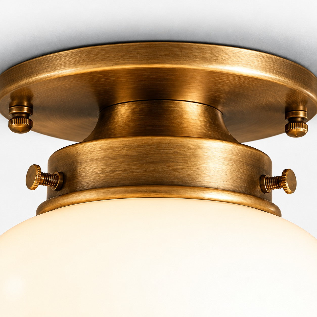 Opelina brass canopy and fitter close-up