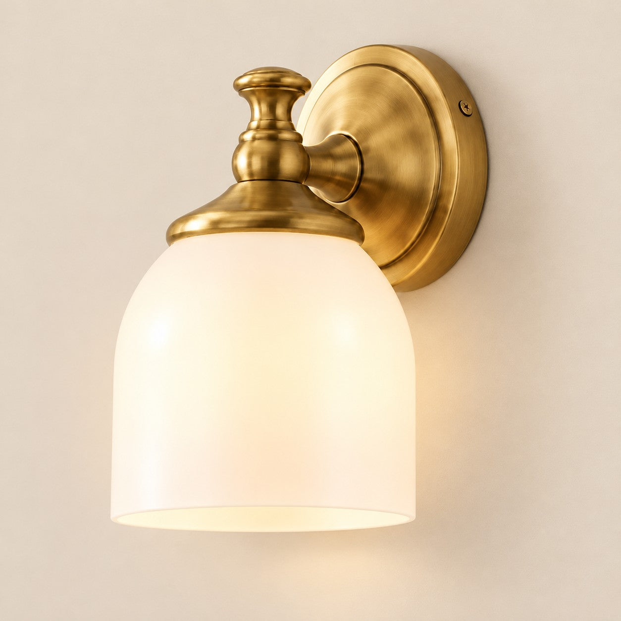 Opelina milk glass wall sconce, 1-head Brass