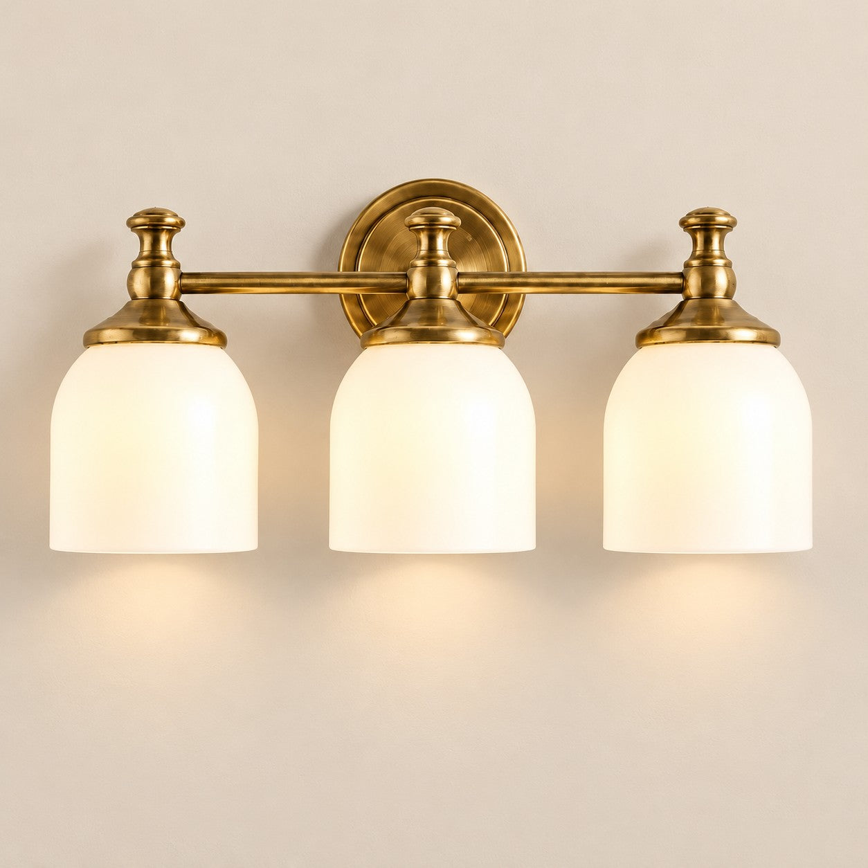 Opelina milk glass wall sconce, 3-head Brass