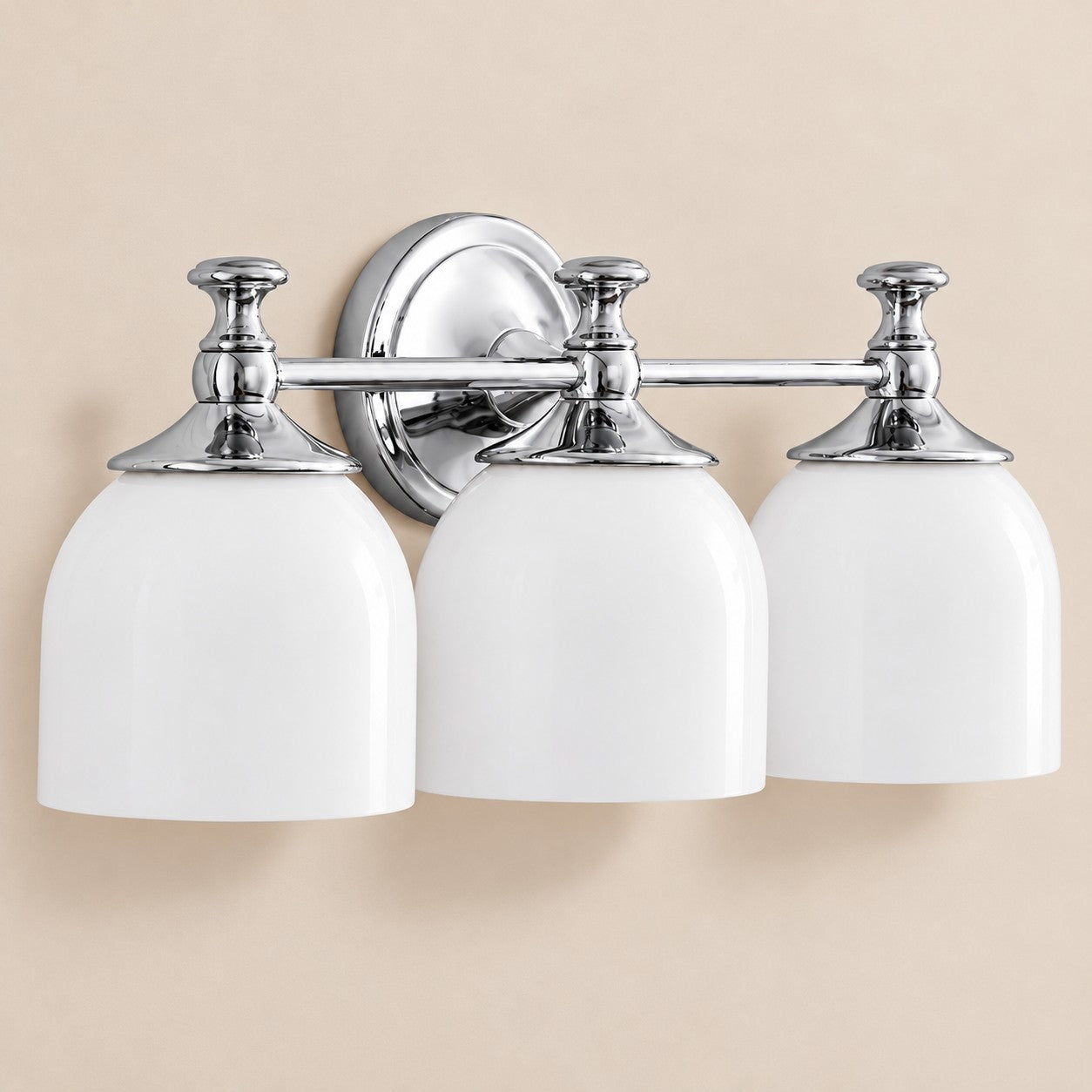 Opelina milk glass wall sconce, 3-head Chrome